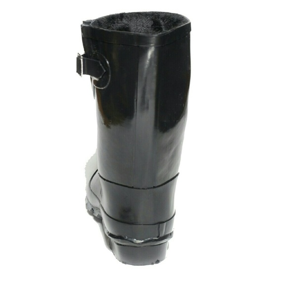 Women Mid Calf Lined Rain Boots, #1502, Black, Size 10 - Picture 3 of 3